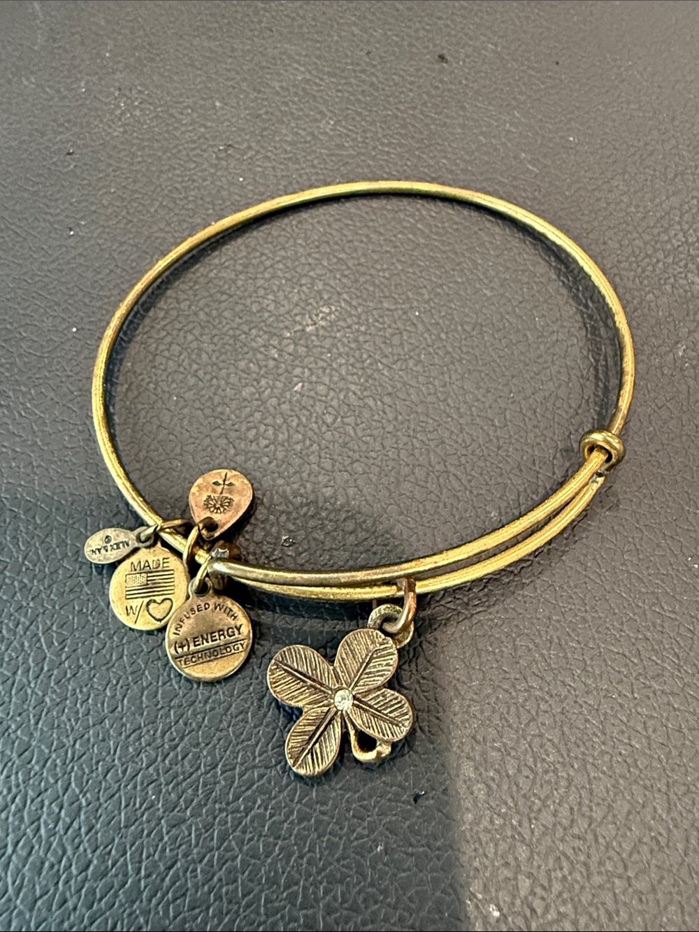 Alex and Ani Gold-Tone Four-Leaf Clover Charm Bracelet